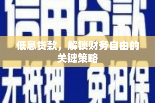 回民低息贷款，解锁财务自由的关键策略