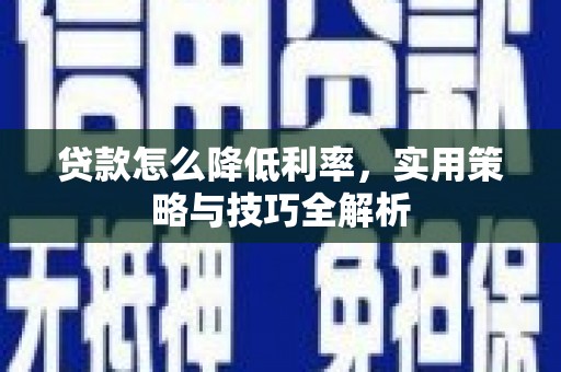 回民贷款怎么降低利率，实用策略与技巧全解析